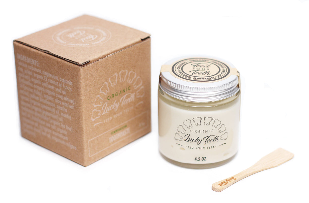 Organic Remineralizing Toothpaste in Glass Jar - Fluoride Free Toothpaste From Lucky Teeth