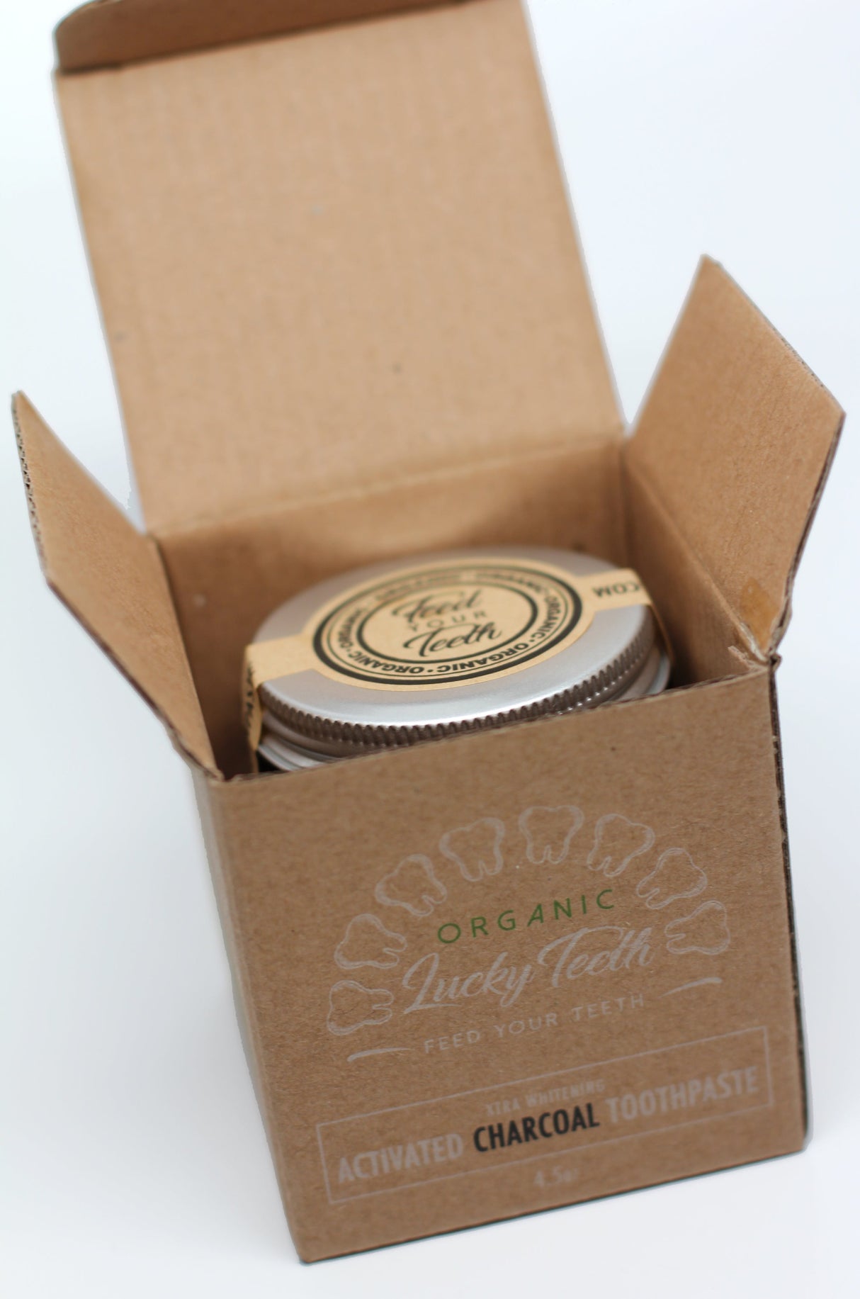 Organic Charcoal Toothpaste XTRA Whitening in Glass Jar - Eco Friendly Teeth Whitening From Lucky Teeth