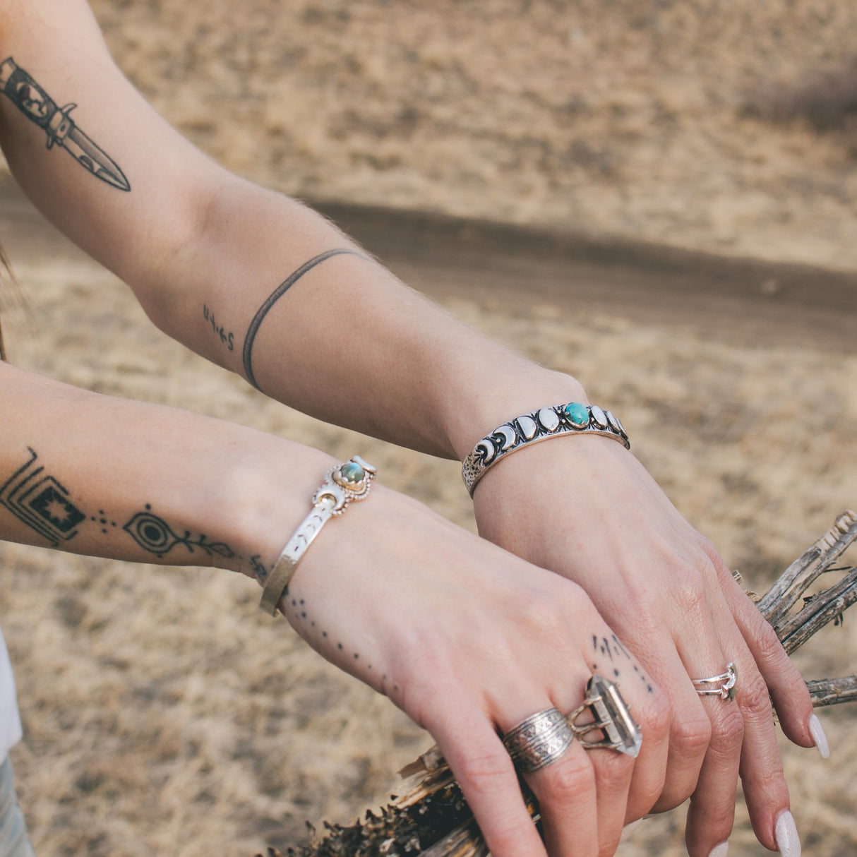Moon Phases Cuff Bracelet | Turquoise from Hiouchi Jewels