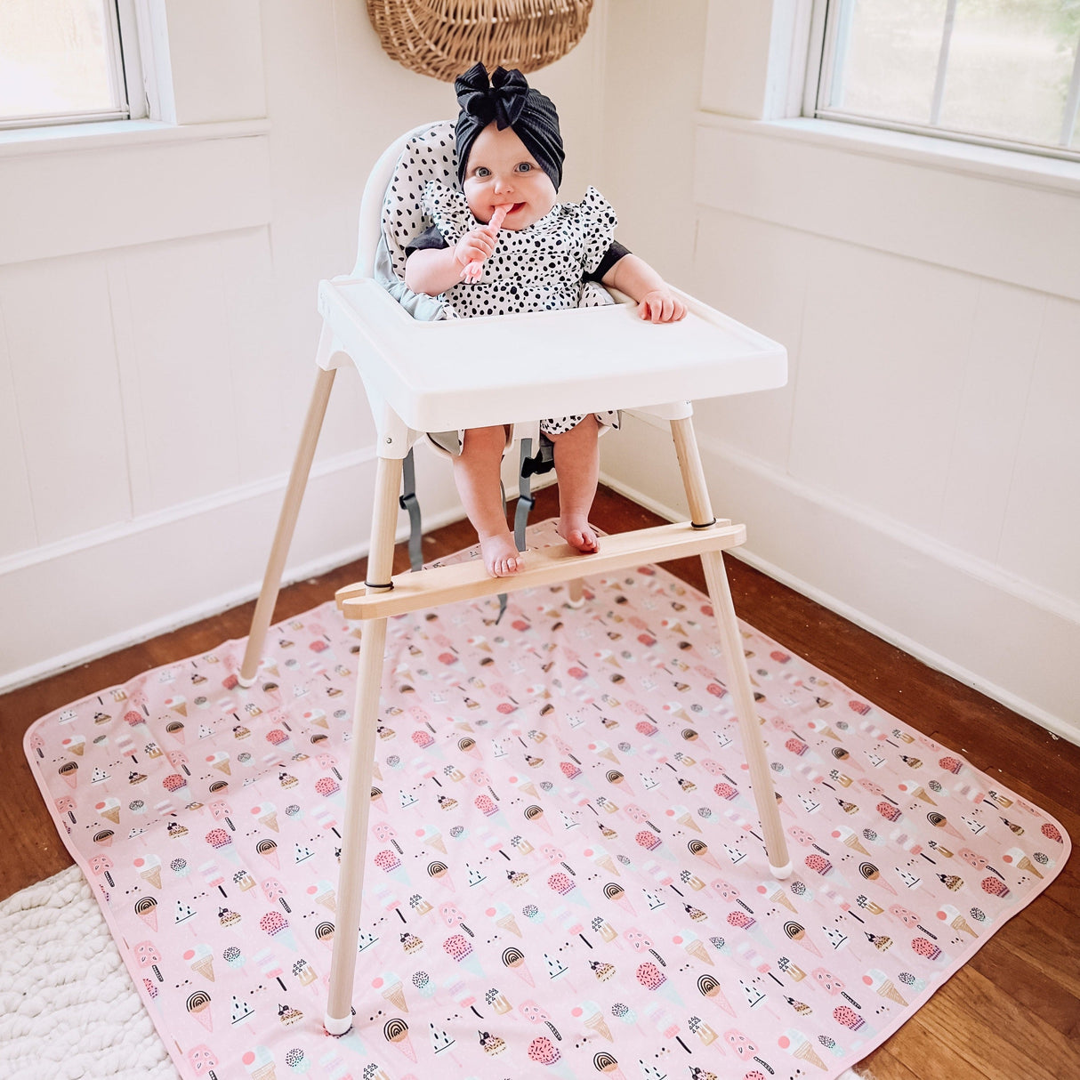 Pink Ice Cream Splash Mat - A Waterproof Catch-All for Highchair Spills and More! from BapronBaby