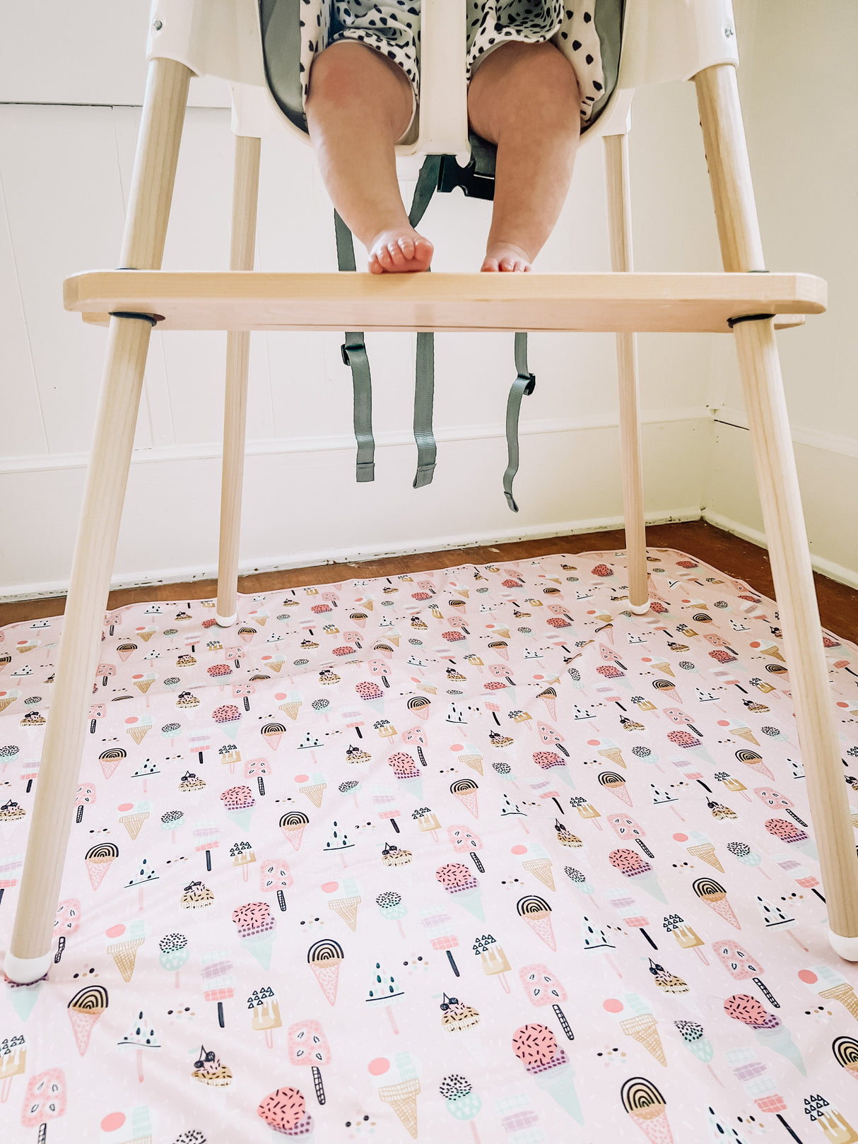 Pink Ice Cream Splash Mat - A Waterproof Catch-All for Highchair Spills and More! from BapronBaby