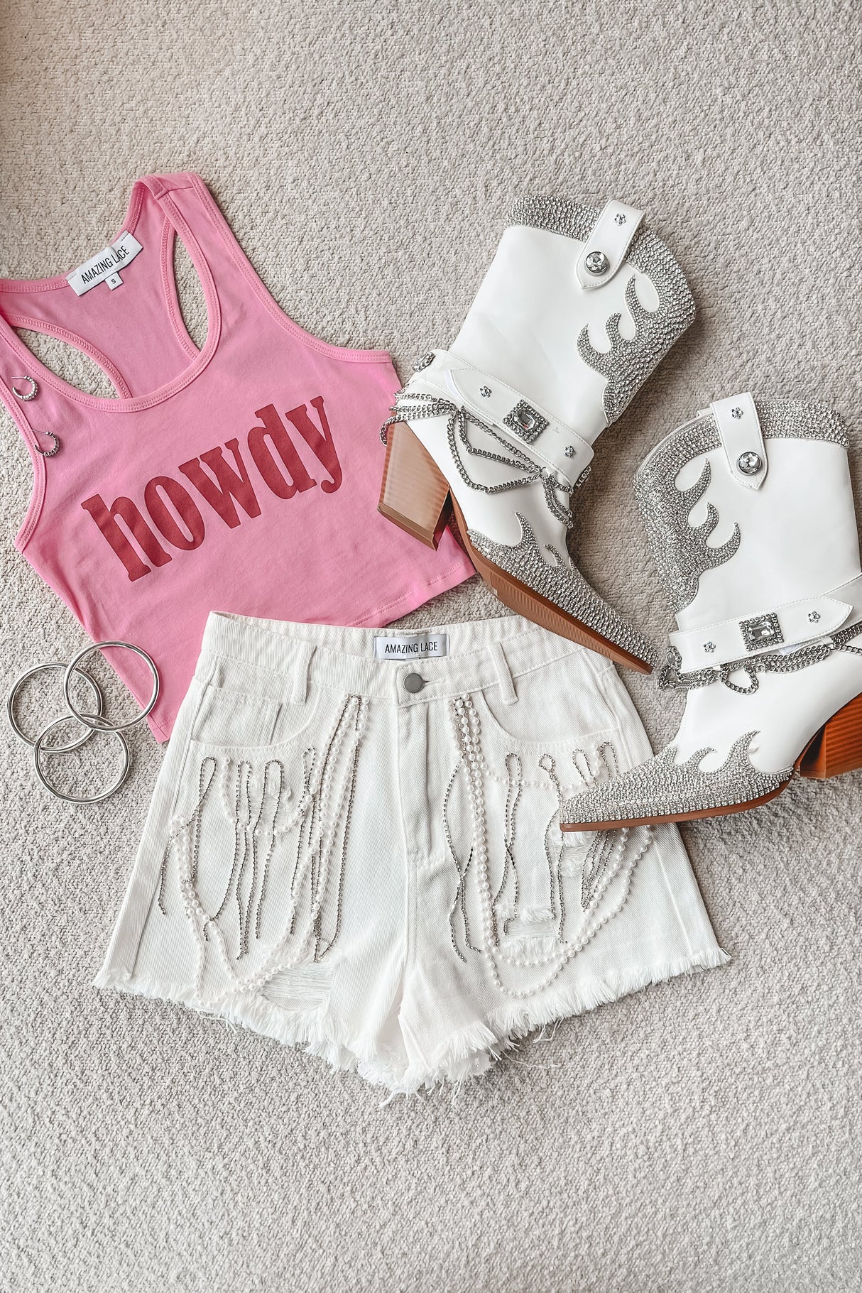 Howdy Fitted Cropped Rodeo Tank Top from Amazing Lace