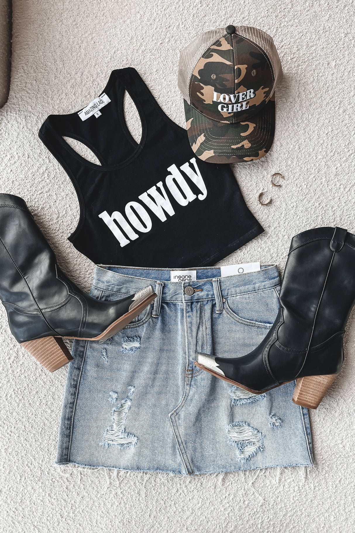 Howdy Fitted Cropped Rodeo Tank Top from Amazing Lace