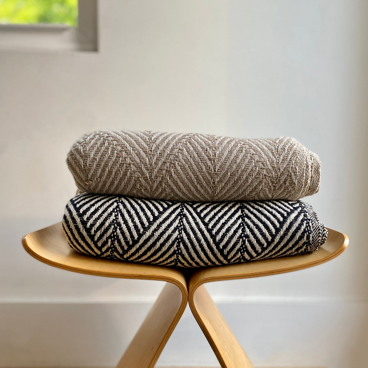Big Herringbone Knit Cotton Throw Blanket From Abroad Modern
