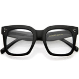 Bold Oversize Square Horn Rimmed Flat Lens Clear Glasses D093 from zeroUV