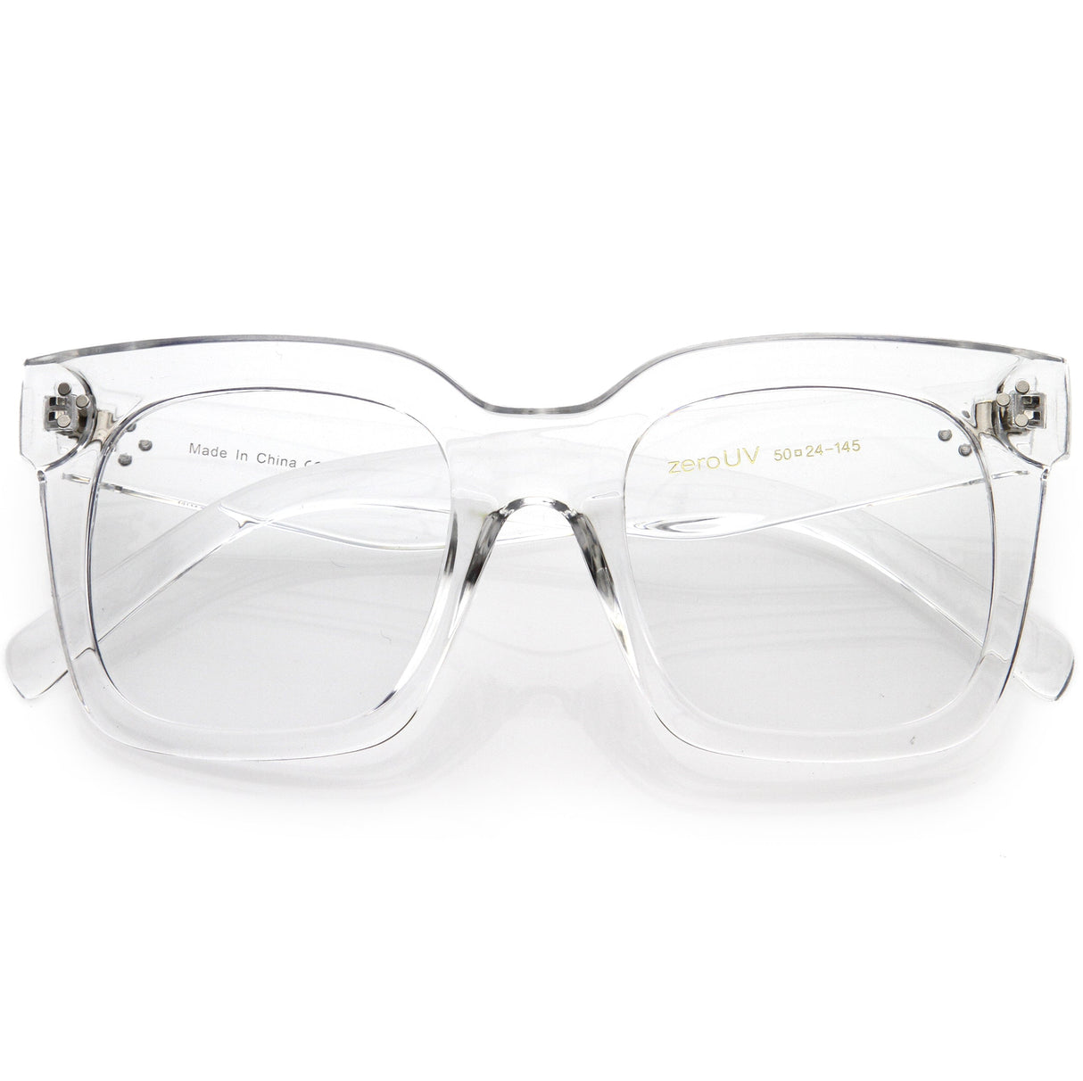 Bold Oversize Square Horn Rimmed Flat Lens Clear Glasses D093 from zeroUV