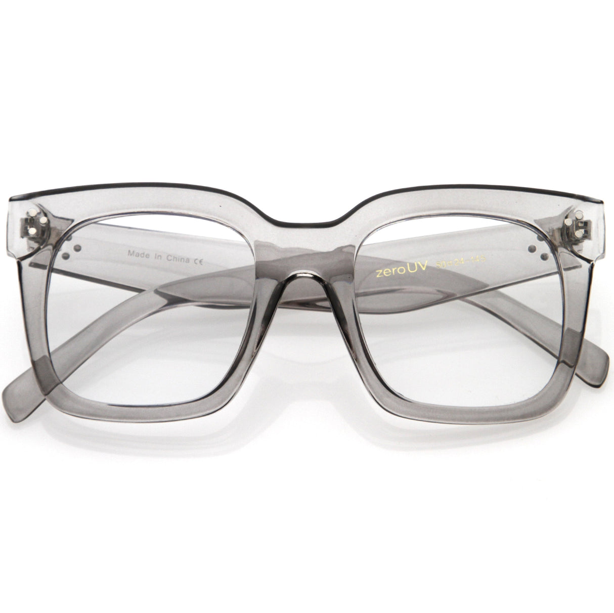 Bold Oversize Square Horn Rimmed Flat Lens Clear Glasses D093 from zeroUV