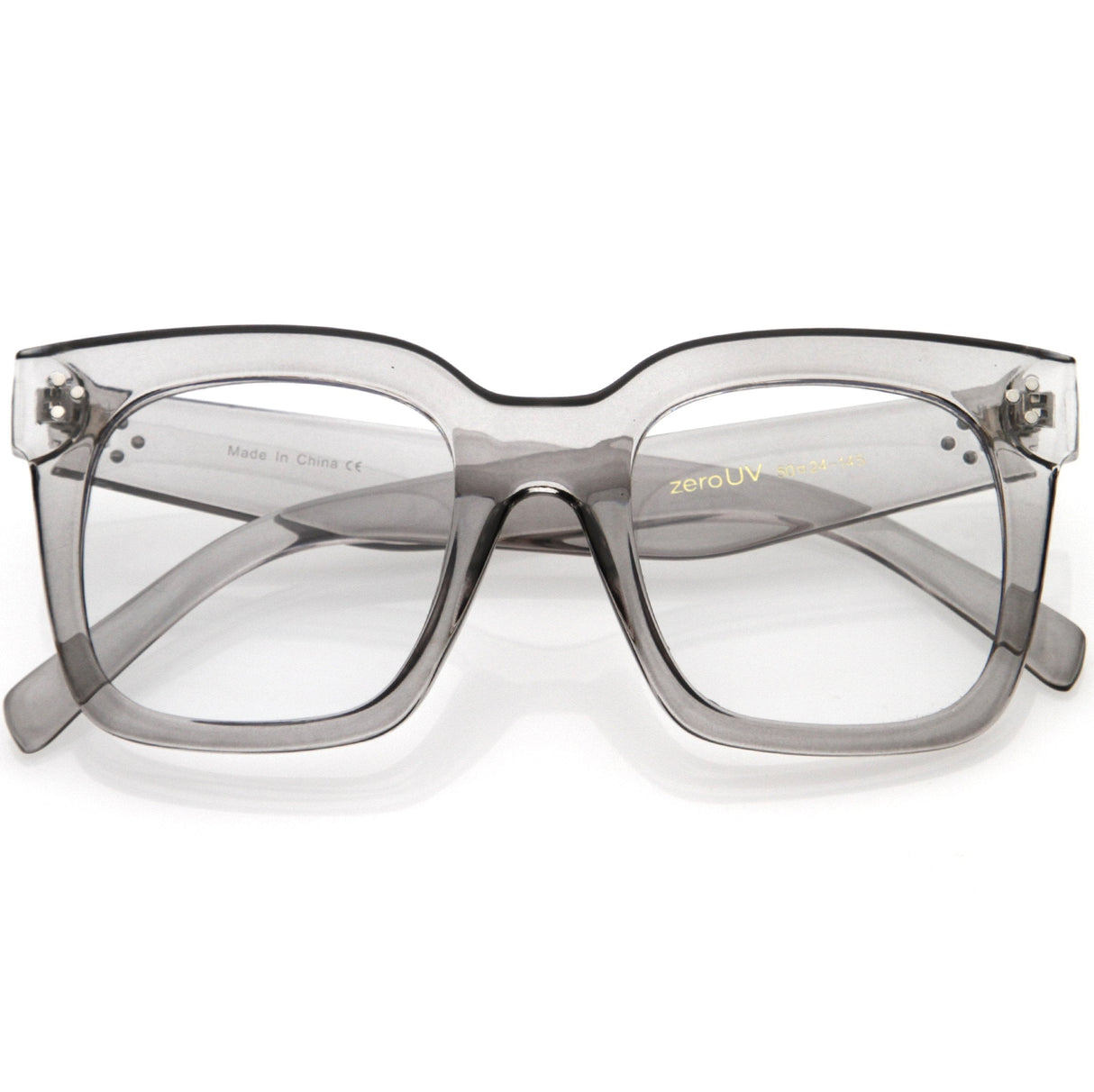 Bold Oversize Square Horn Rimmed Flat Lens Clear Glasses D093 from zeroUV