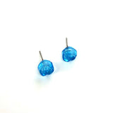 Aqua Blue Carved Lucite Rose Stud Earrings from Leetie Lovendale