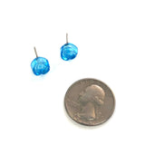 Aqua Blue Carved Lucite Rose Stud Earrings from Leetie Lovendale