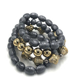 Charcoal Aura & Pewter Stack and Stretch Bracelets Set from Leetie Lovendale