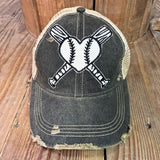 Baseball Heart with Bats Hat From The Goat Stock