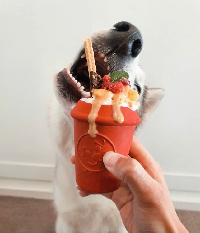 Coffee Cup Durable Rubber Chew Toy and Treat Dispenser From SodaPup