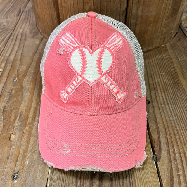Baseball Heart with Bats Pink From The Goat Stock