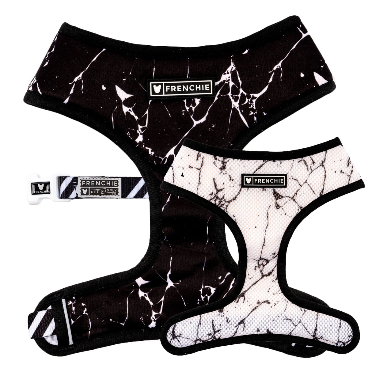 Frenchie Duo Reversible Harness - Black Marble from Frenchie Bulldog