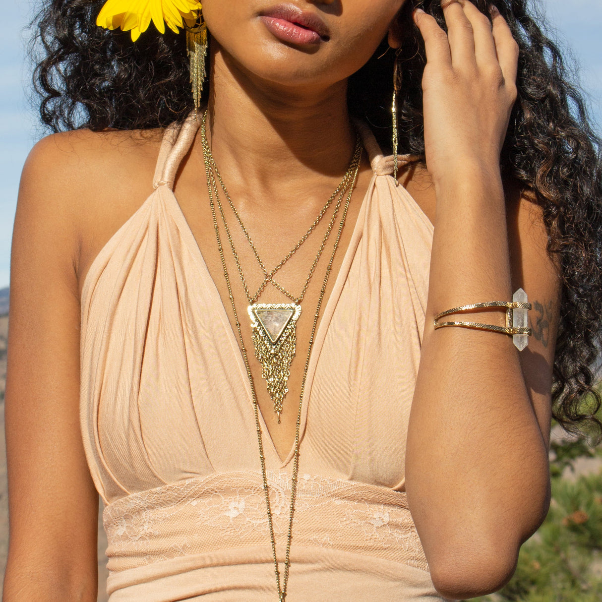 Crystal Cuff Bracelet | Gold from Hiouchi Jewels