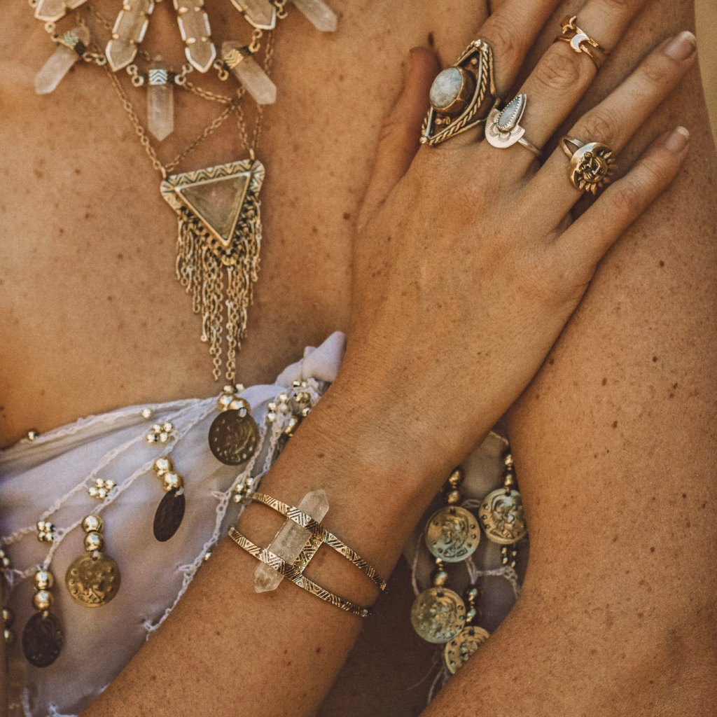 Crystal Cuff Bracelet | Gold from Hiouchi Jewels