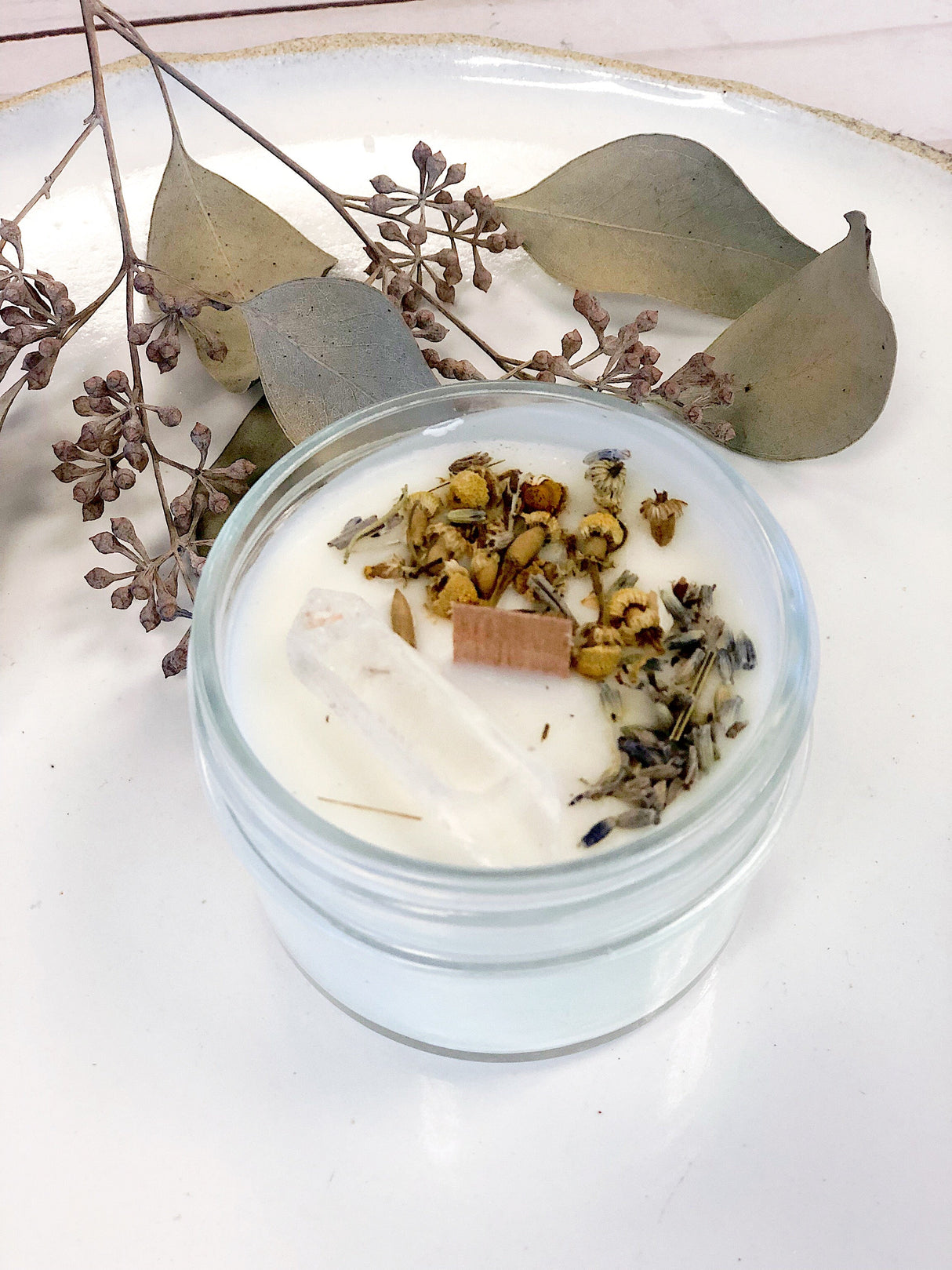 Peace Candle / Serenity Candle / Intention Candle / Ritual Candle / Crystal Candle / Pretty Candle / Organic Soy Wax Candle / Botanicals from Butter Me Up Organics