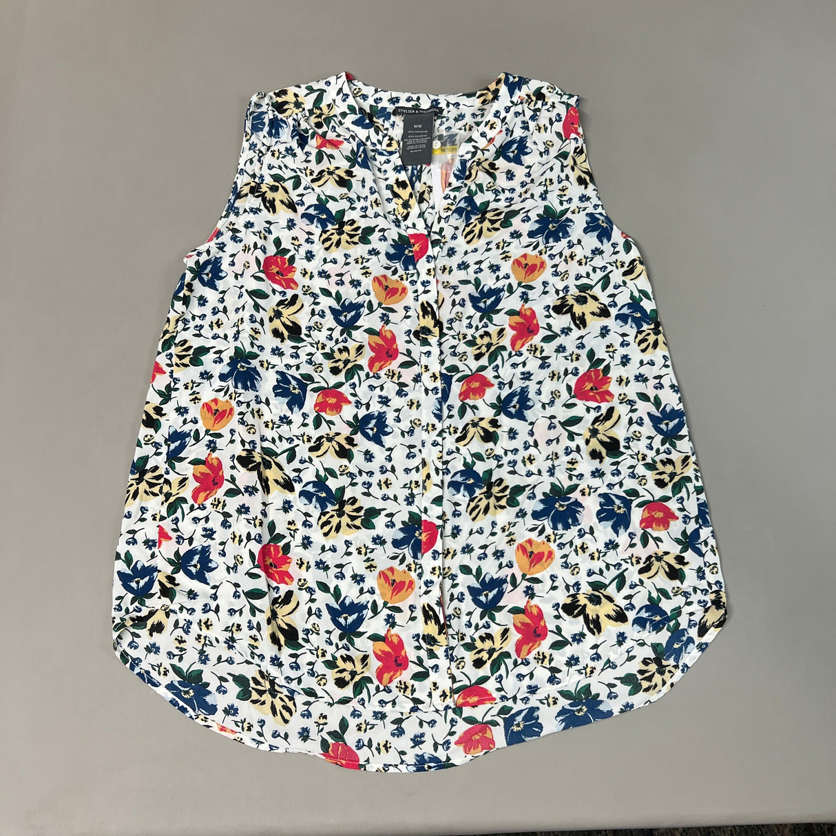 CHELSEA & THEODORE Sleeveless Blouse Women's Size M Bash Floral White 2165072 (NEW) from PayWut