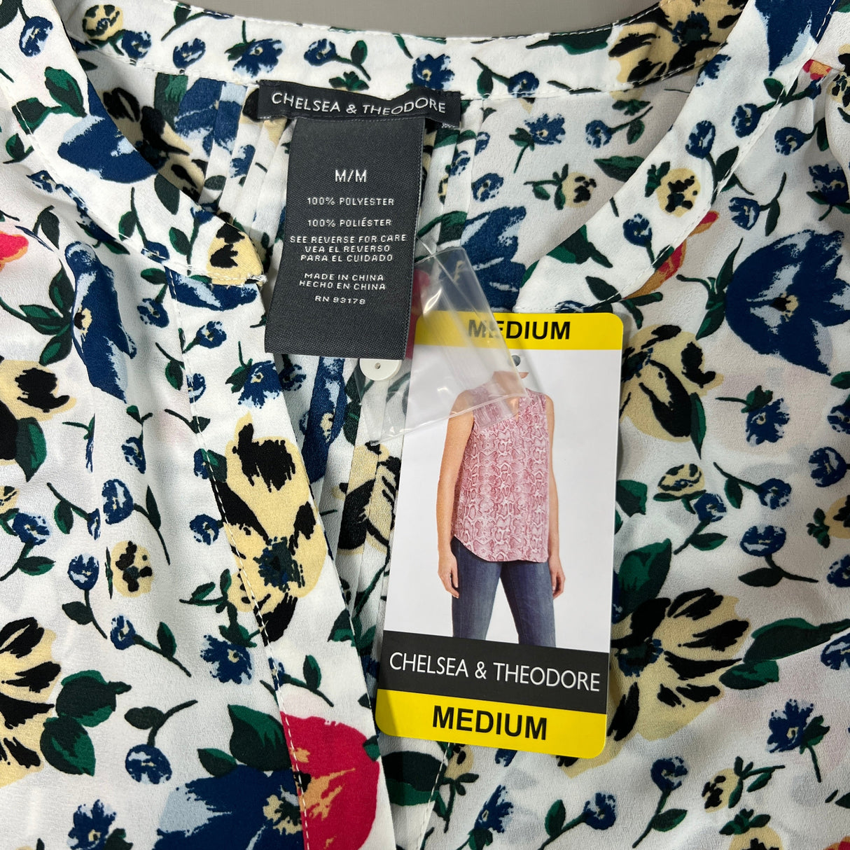 CHELSEA & THEODORE Sleeveless Blouse Women's Size M Bash Floral White 2165072 (NEW) from PayWut