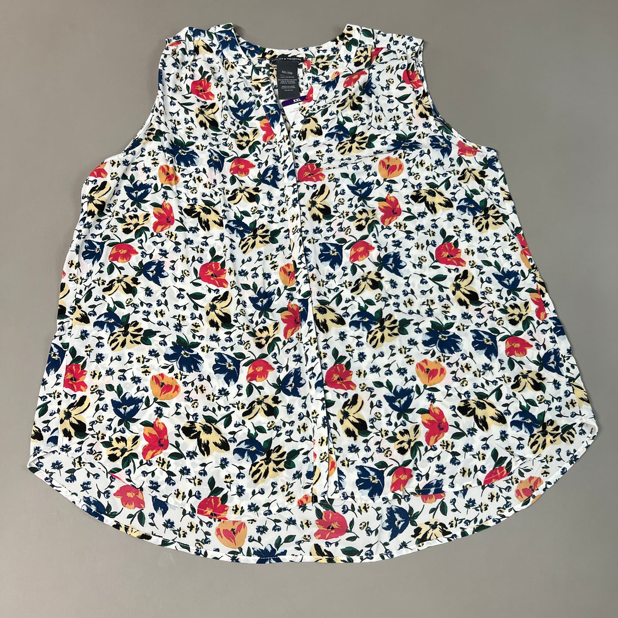 CHELSEA & THEODORE Sleeveless Blouse Women's Size XXL Bash Floral White 2165072 (NEW) from PayWut