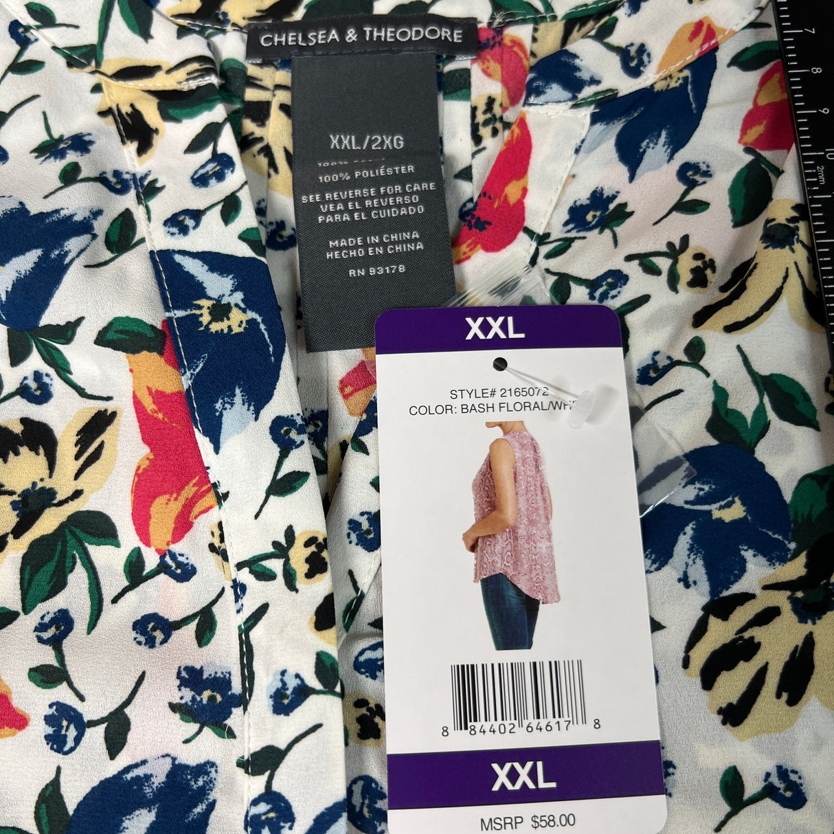 CHELSEA & THEODORE Sleeveless Blouse Women's Size XXL Bash Floral White 2165072 (NEW) from PayWut