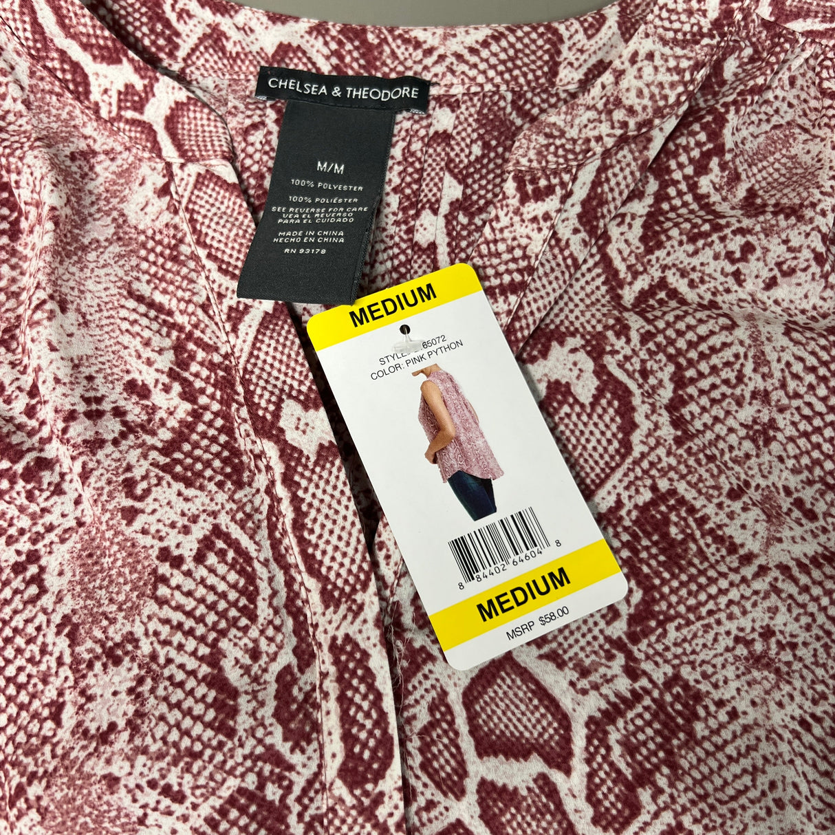 CHELSEA & THEODORE Sleeveless Blouse Women's Size M Pink Python 2165072 (NEW) from PayWut