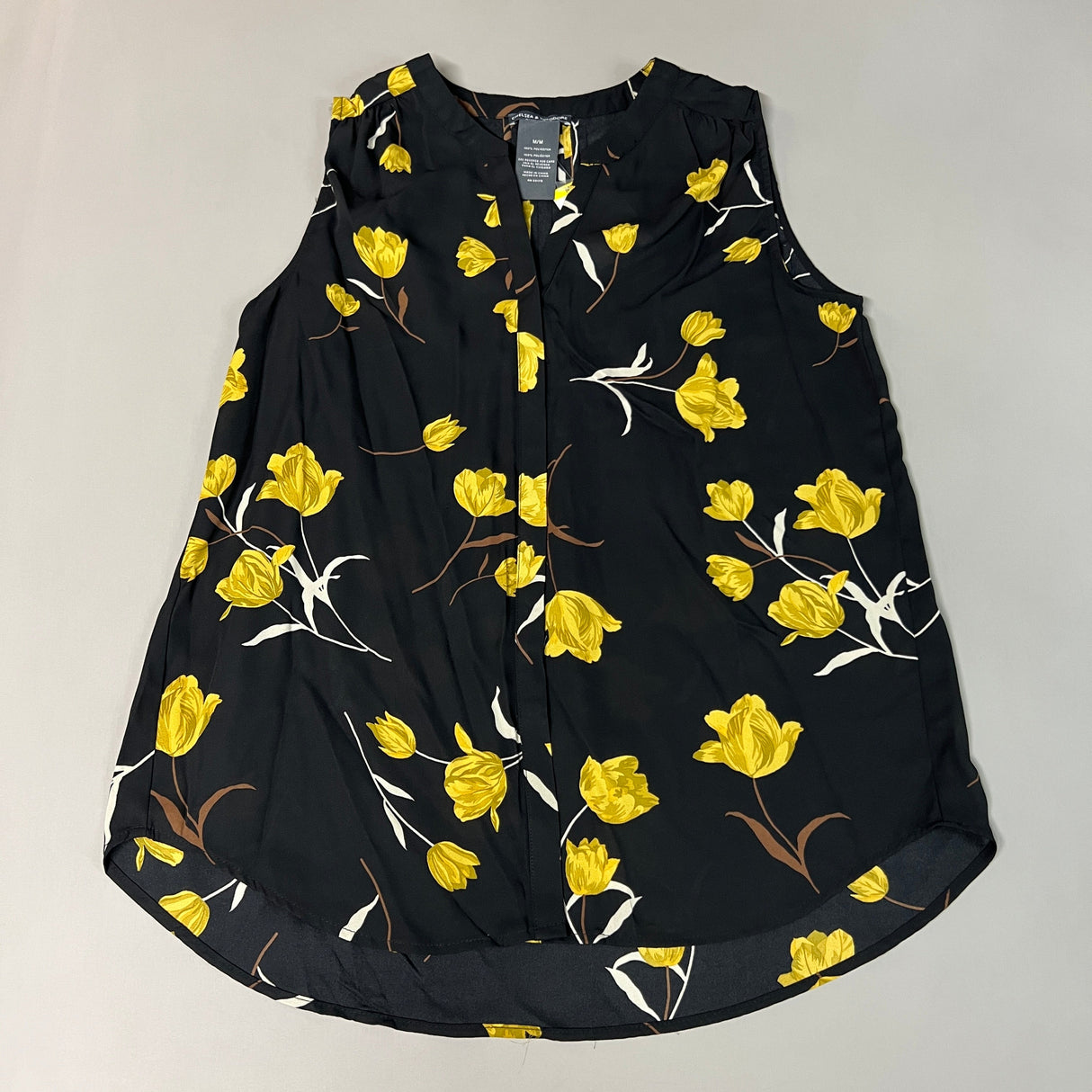 CHELSEA & THEODORE Sleeveless Blouse Women's Size M Black/Yellow Tulip 2165072 (NEW) from PayWut
