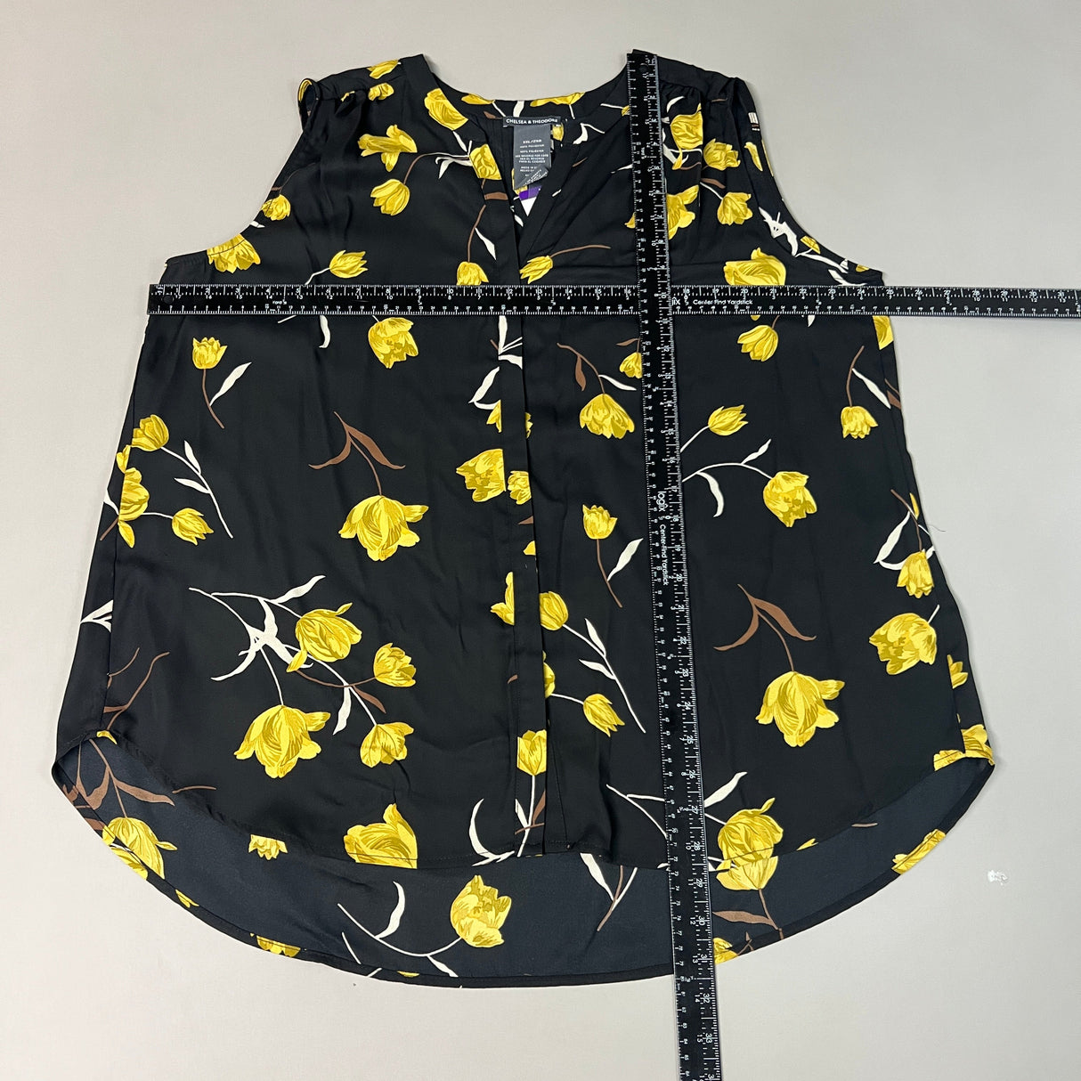 CHELSEA & THEODORE Sleeveless Blouse Women's Size XXL Black/Yellow Tulip 2165072 (NEW) from PayWut