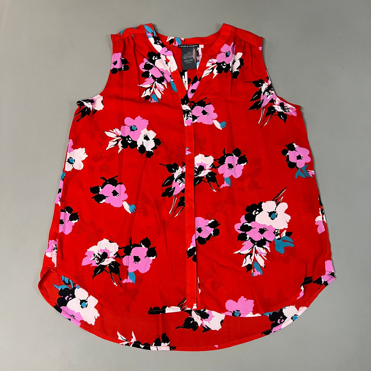 CHELSEA & THEODORE Sleeveless Blouse Women's Size L Red Floral Paisley 2165072 (NEW) from PayWut