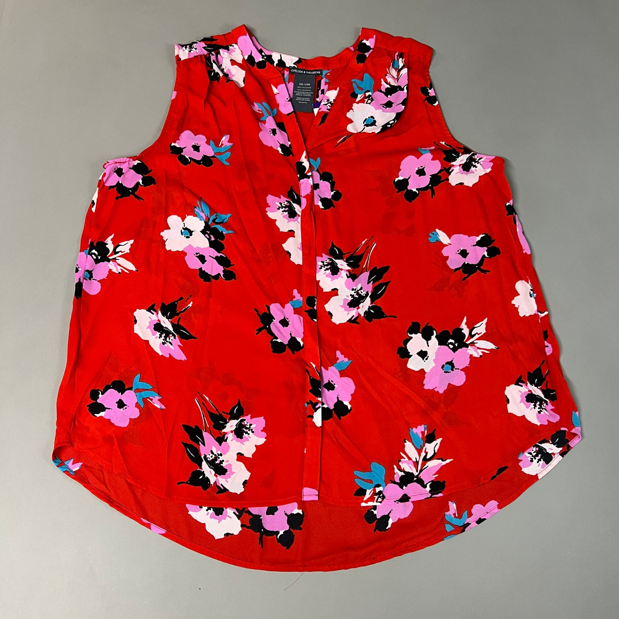 CHELSEA & THEODORE Sleeveless Blouse Women's Size XXL Red Floral Paisley 2165072 (NEW) from PayWut
