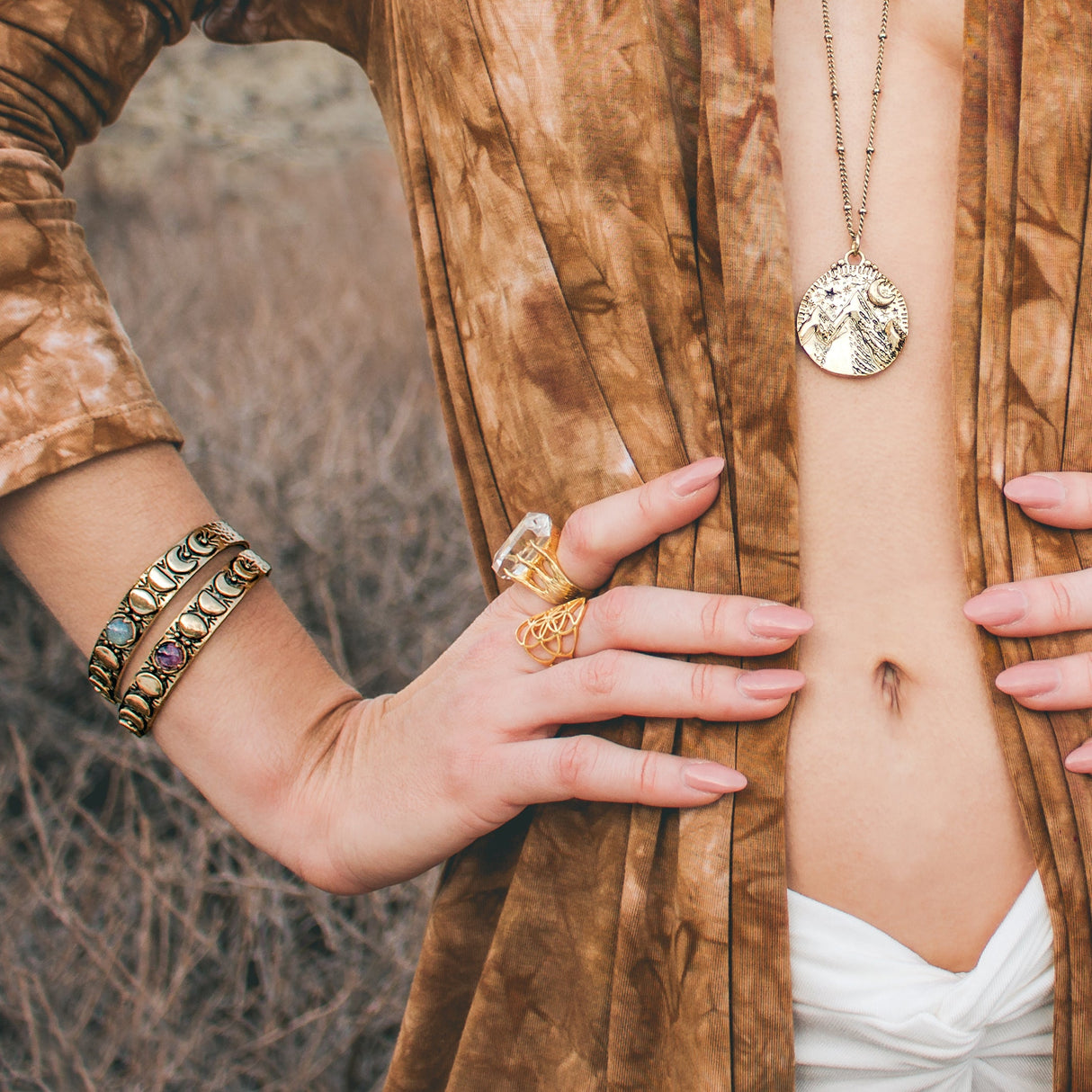 Moon Phases Cuff Bracelet | Amethyst from Hiouchi Jewels
