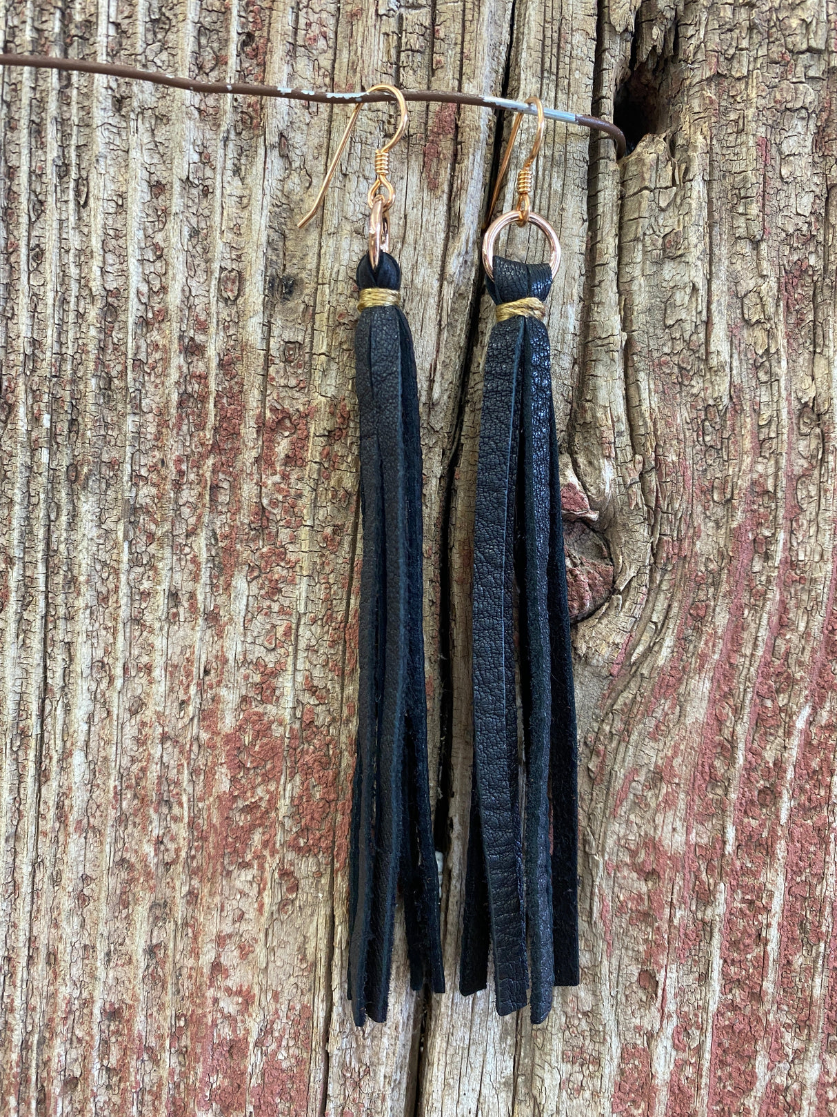 14112 Leather Tassel Earrings