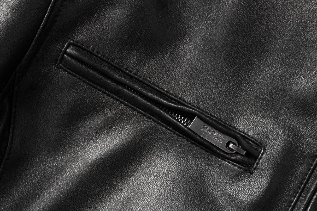 REED EST. 1950 Men's Jacket Genuine Lambskin Leather Stand UP Collar Winners Coat - Imported from Reed Leather
