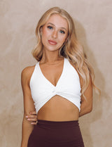 Astoria LIVE LUXE Front Crossed Crop - White From Astoria Activewear