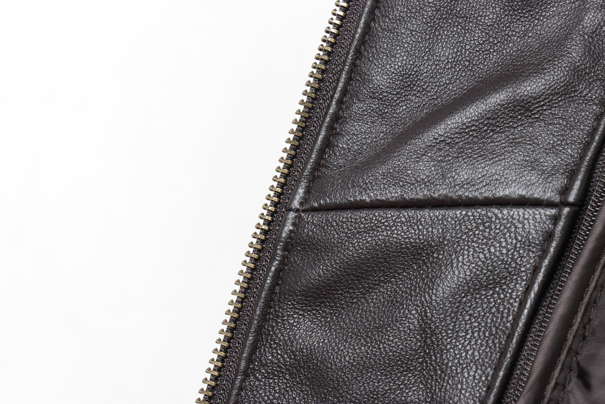 REED EST. 1950 Men's Jacket Genuine Lambskin Leather Stand UP Collar Winners Coat - Imported from Reed Leather