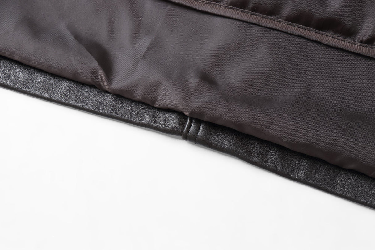 REED EST. 1950 Men's Jacket Genuine Lambskin Leather Stand UP Collar Winners Coat - Imported from Reed Leather