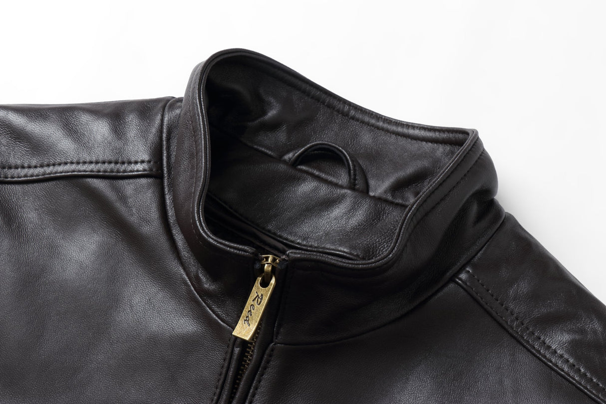 REED EST. 1950 Men's Jacket Genuine Lambskin Leather Stand UP Collar Winners Coat - Imported from Reed Leather