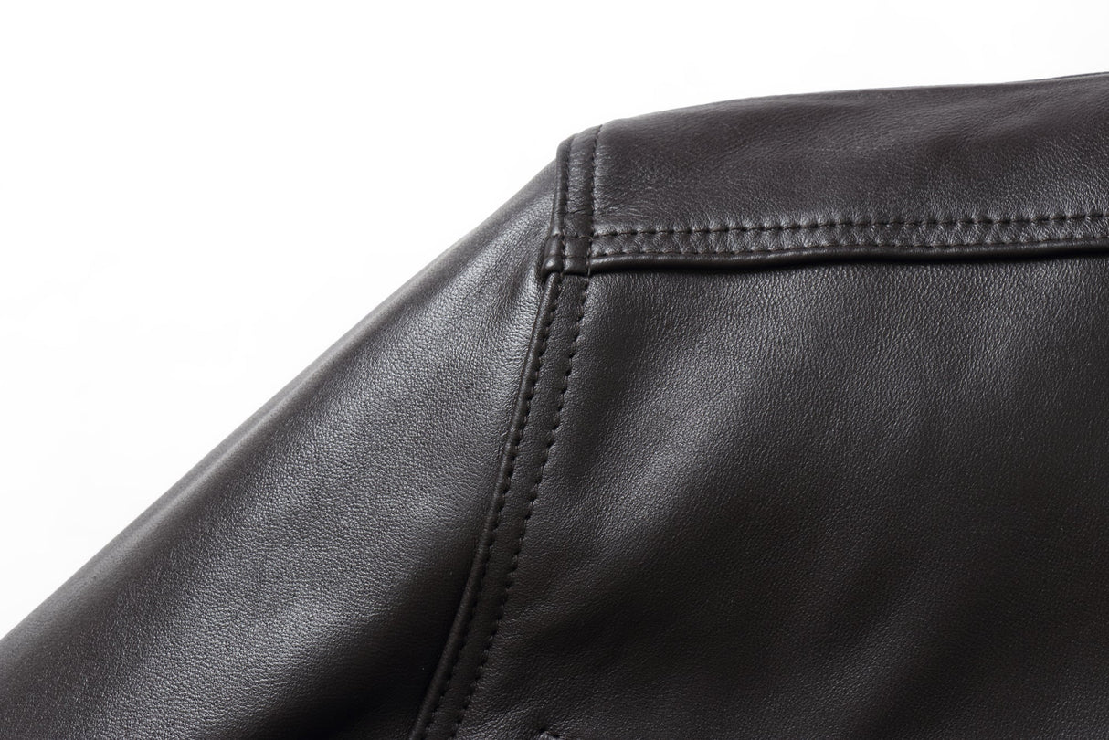 REED EST. 1950 Men's Jacket Genuine Lambskin Leather Stand UP Collar Winners Coat - Imported from Reed Leather