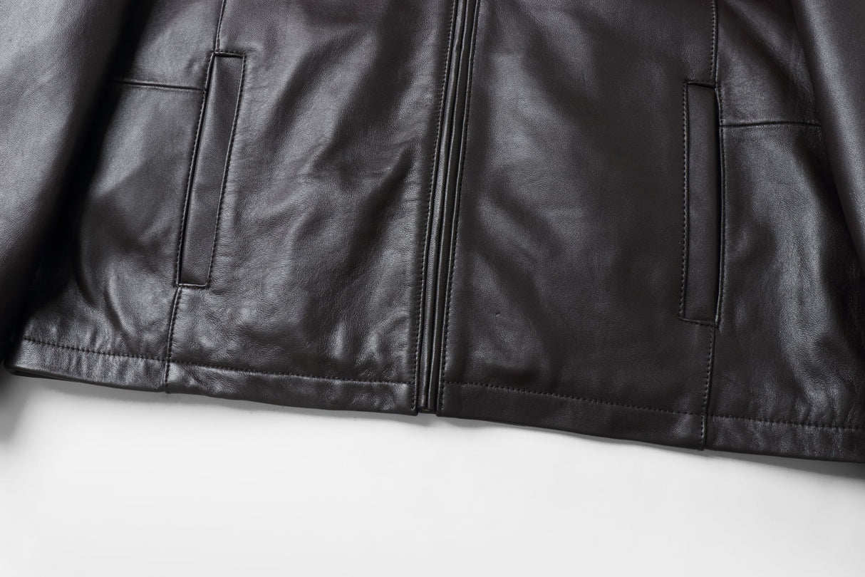 REED EST. 1950 Men's Jacket Genuine Lambskin Leather Stand UP Collar Winners Coat - Imported from Reed Leather