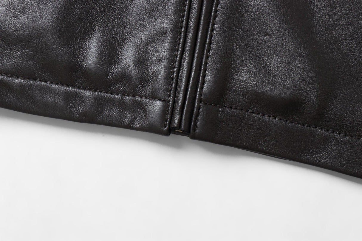 REED EST. 1950 Men's Jacket Genuine Lambskin Leather Stand UP Collar Winners Coat - Imported from Reed Leather