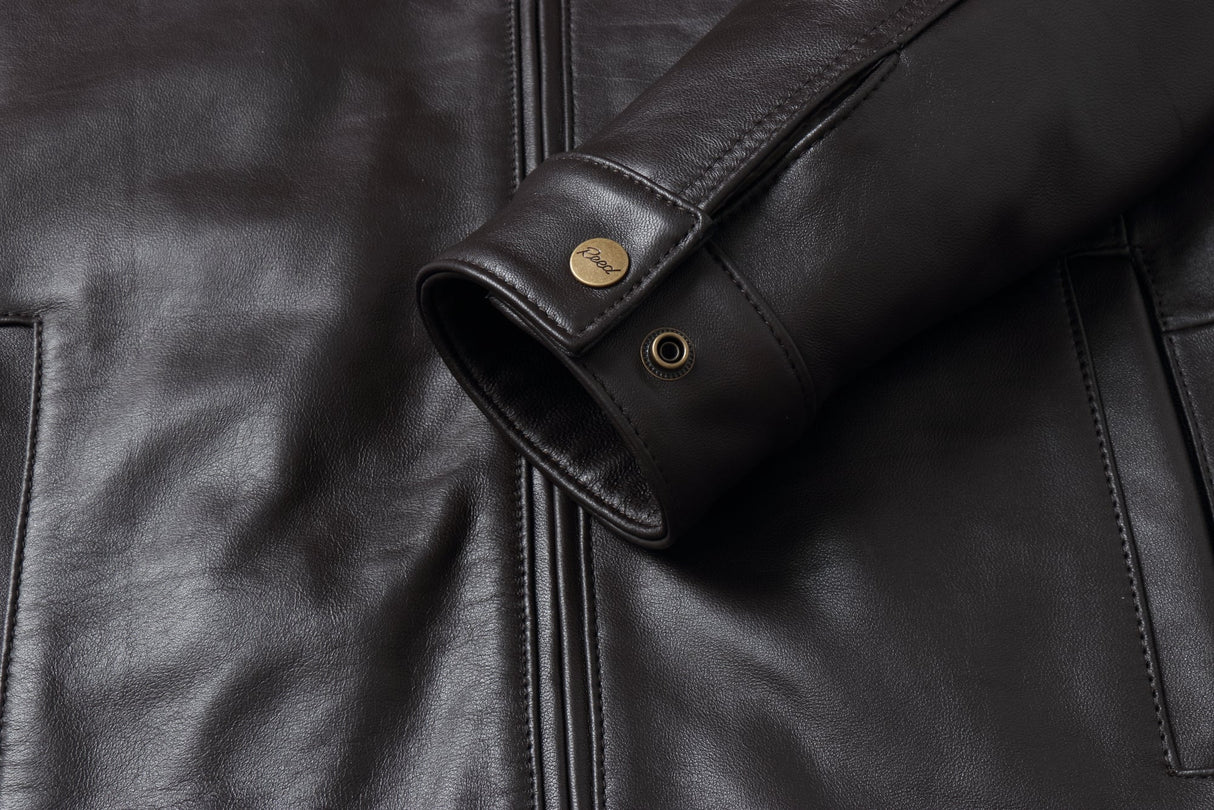 REED EST. 1950 Men's Jacket Genuine Lambskin Leather Stand UP Collar Winners Coat - Imported from Reed Leather
