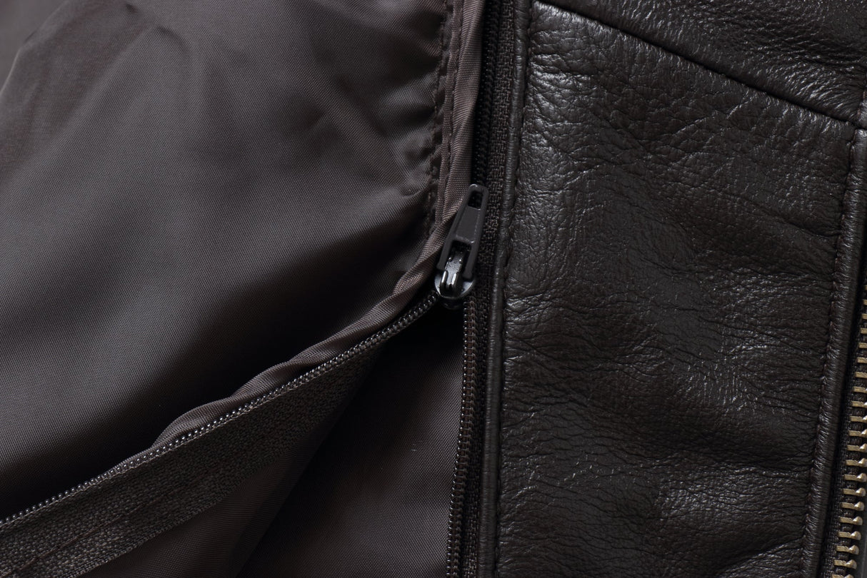 REED EST. 1950 Men's Jacket Genuine Lambskin Leather Stand UP Collar Winners Coat - Imported from Reed Leather