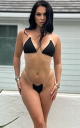 Cari: Thong Bikini with Clear Straps in Black From Chynna Dolls