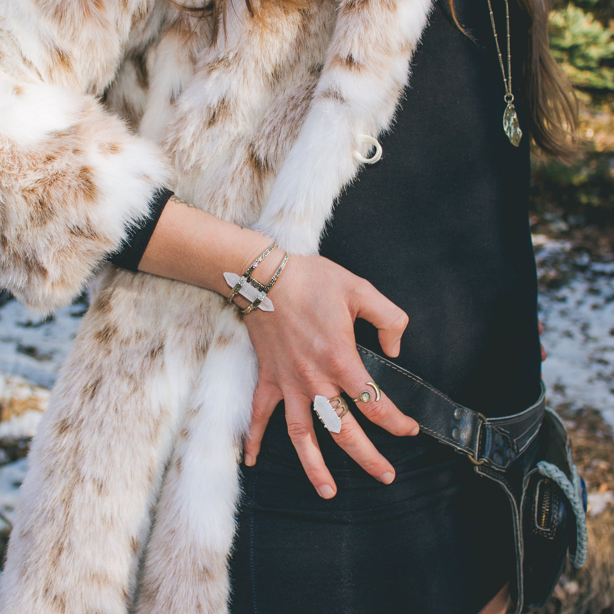 Crystal Cuff Bracelet | Gold from Hiouchi Jewels