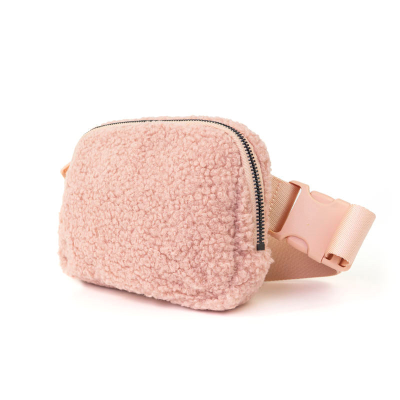 The Lennon Sherpa Belt Bag, Sling Bag, Waist Bag | Light Pink from Babs+Birdie