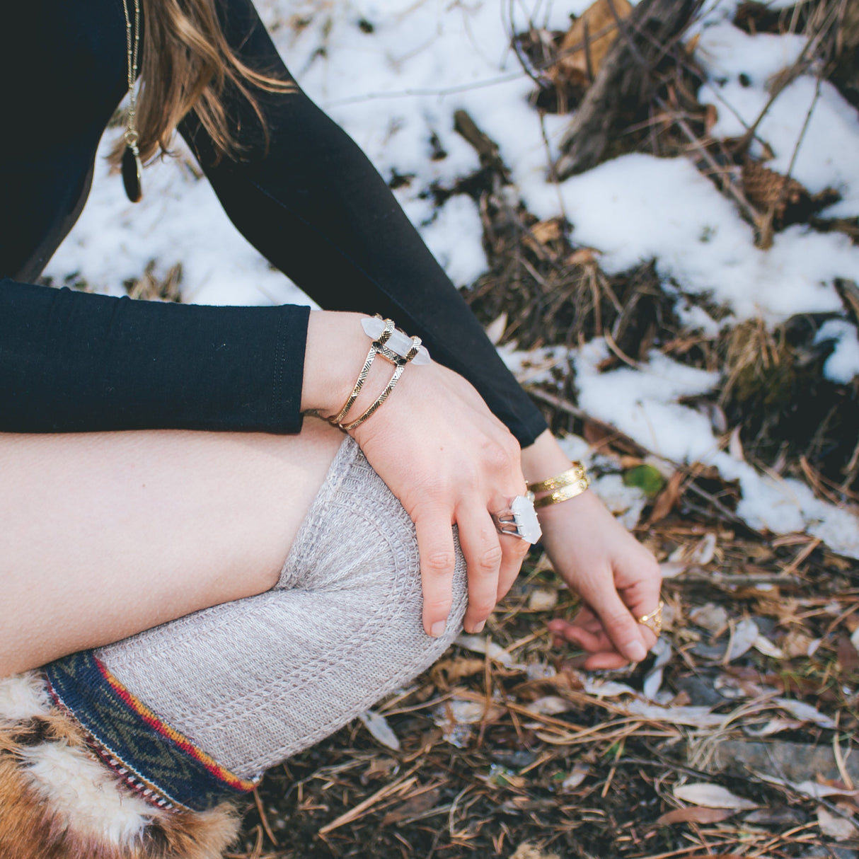 Crystal Cuff Bracelet | Gold from Hiouchi Jewels