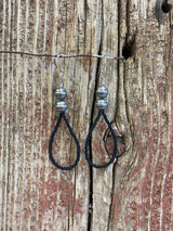 17153 Seed Bead & Silver Bead Teardrop Earrings