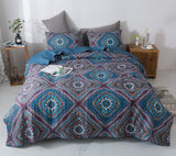 DaDa Bedding Farmhouse Bohemian Native Rustic Navy Blue Geometric Diamond Shapes Bedspread Set (KSX-001) from DaDalogy Bedding Collection