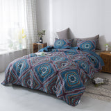 DaDa Bedding Farmhouse Bohemian Native Rustic Navy Blue Geometric Diamond Shapes Bedspread Set (KSX-001) from DaDalogy Bedding Collection